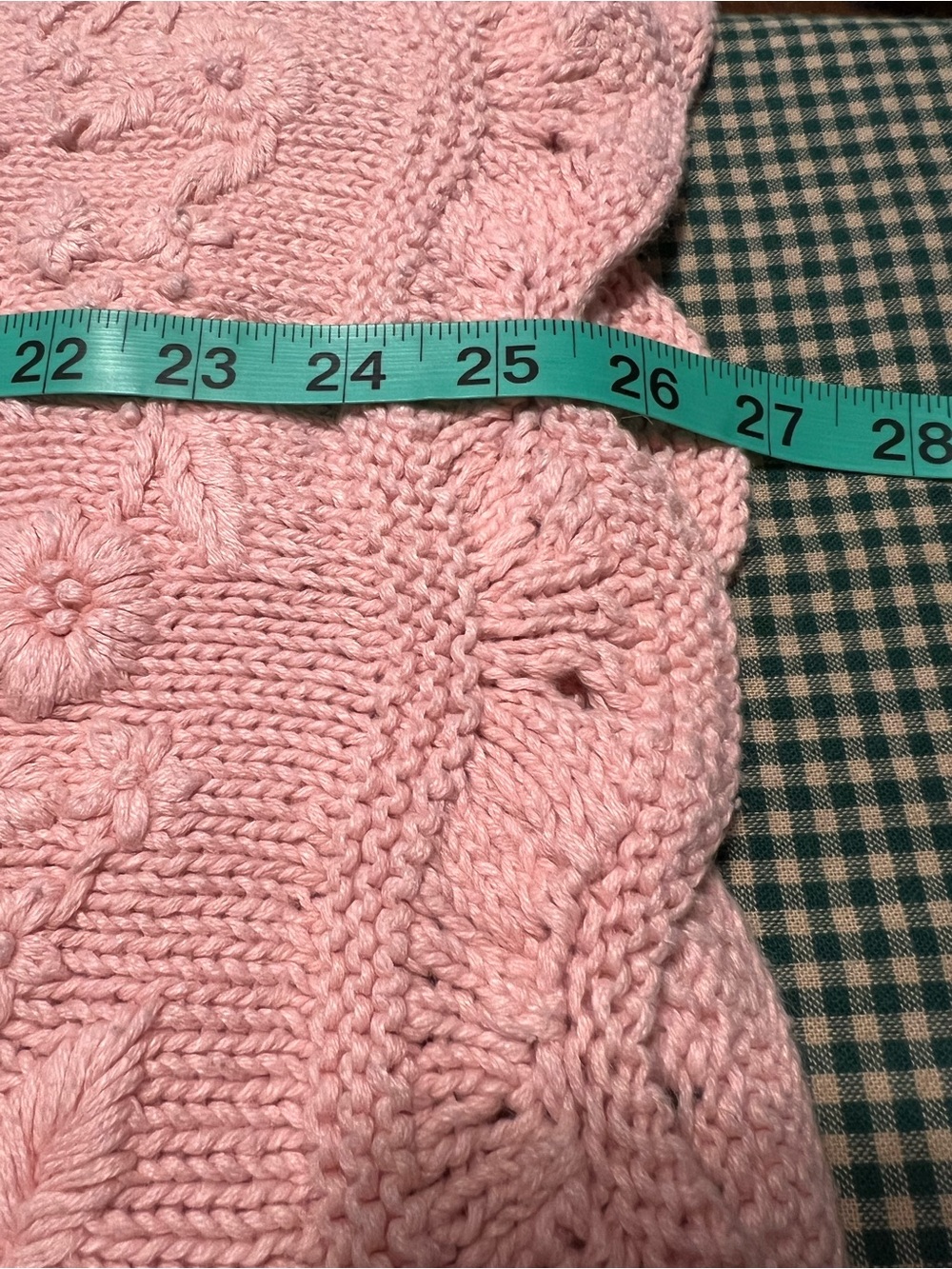 Vintage Heavy Cotton Knit Pink Floral with Embroidered Flowers V‑Neck Sweater - Picture 8 of 8